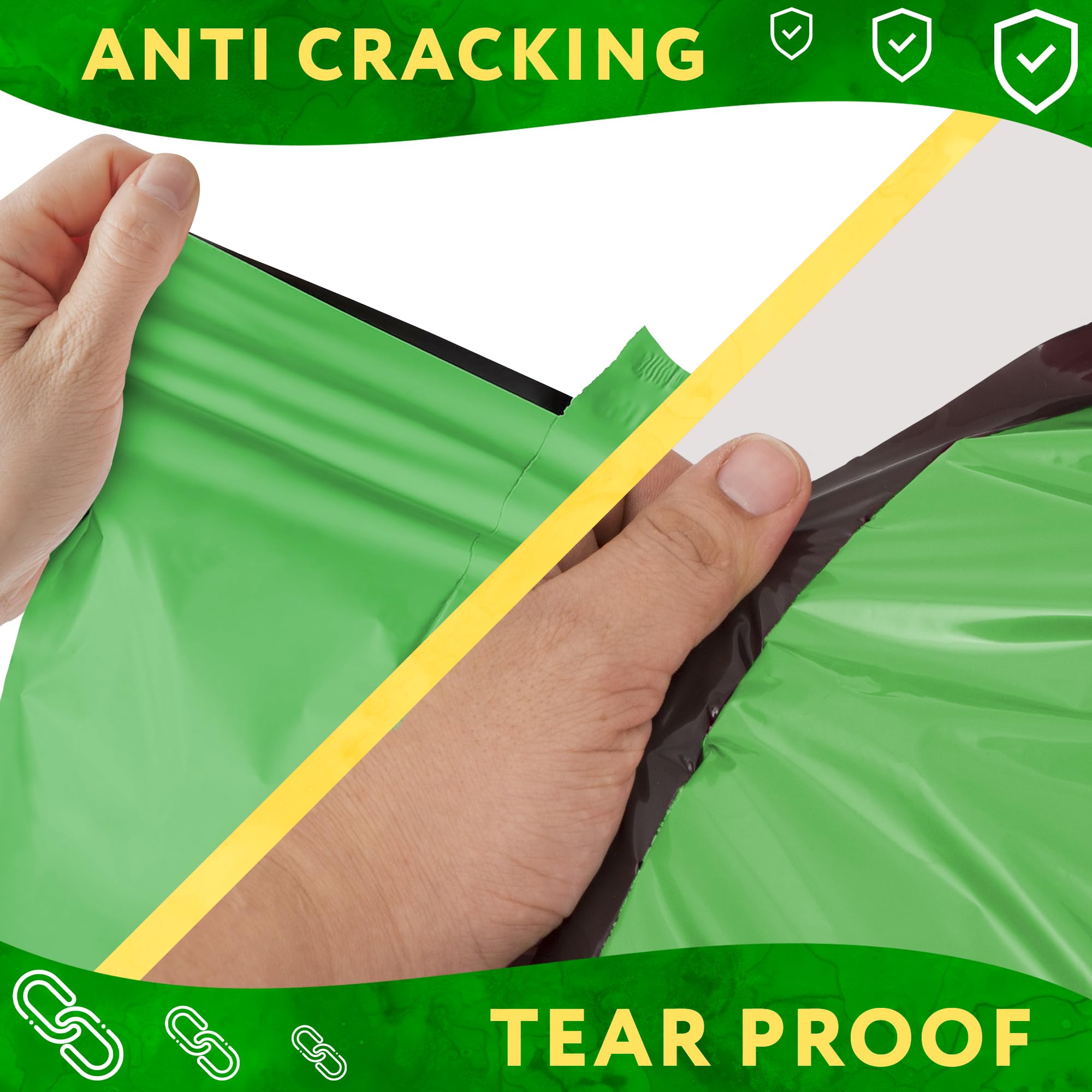 500 Pack 12x15.5 Inch Green Poly Mailers - 2 Mil Polyethylene Shipping Envelopes for Clothing | Self-Sealing Waterproof Mailing Bags | Perfect for Ecommerce, Online Stores & Small Business Shipping