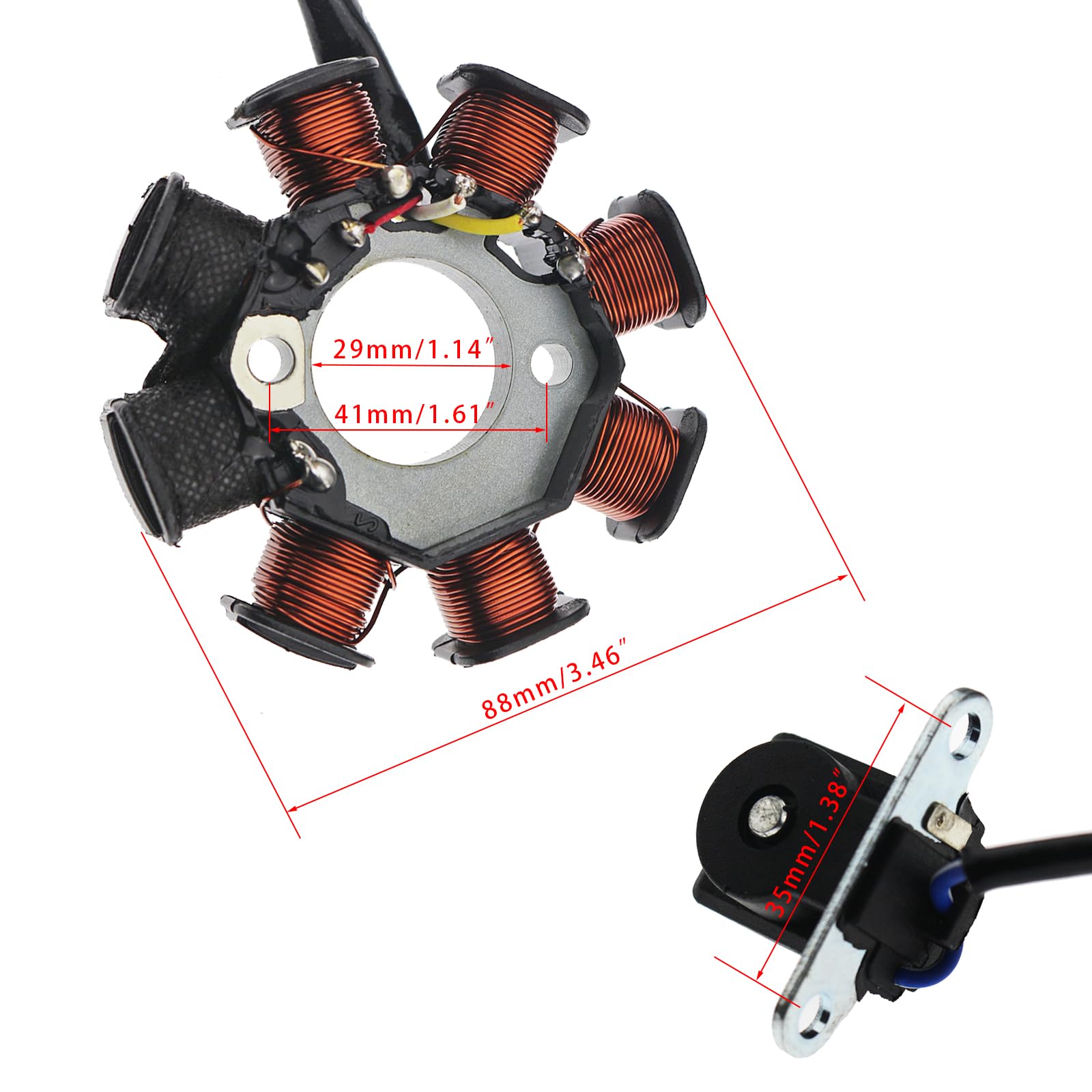 High-Performance Ignition Stator Magneto 4-Wire AC 8-Pole Coil for Chinese Scooter, Moped, ATV, Go Kart - Compatible with 4-Stroke GY6 50cc 80cc 100cc 139QMB 139QMA Engines - Perfect for Off-Road Adventures and Urban Commuting