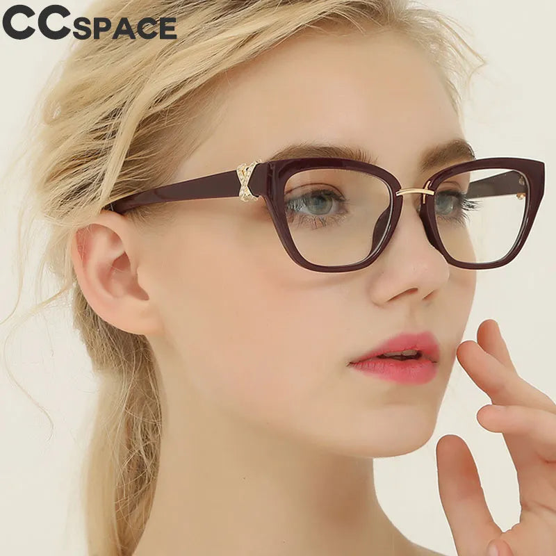 CCspace Women's Full Rim Cat Eye Polycarbonate Reading Glasses R45605 - Fashionable +1.00 to +3.50 Magnification for Reading, Work & Computer Use