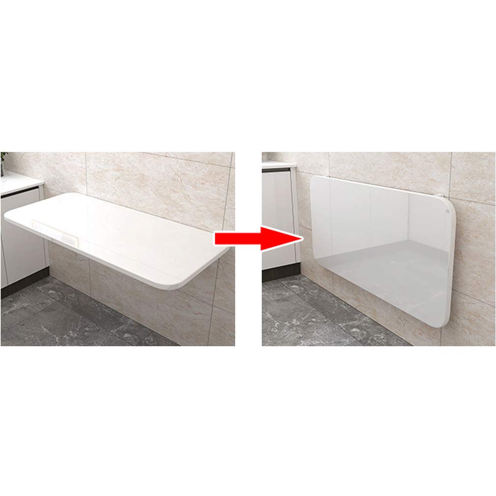 Wall Mounted Folding Table - White Space Saving Writing Desk & Kitchen Dining Table - 70kg/154lb Max Load - 12 Sizes (100x30cm/39x12in) - Perfect for Small Apartments, Dorms & Tiny Homes