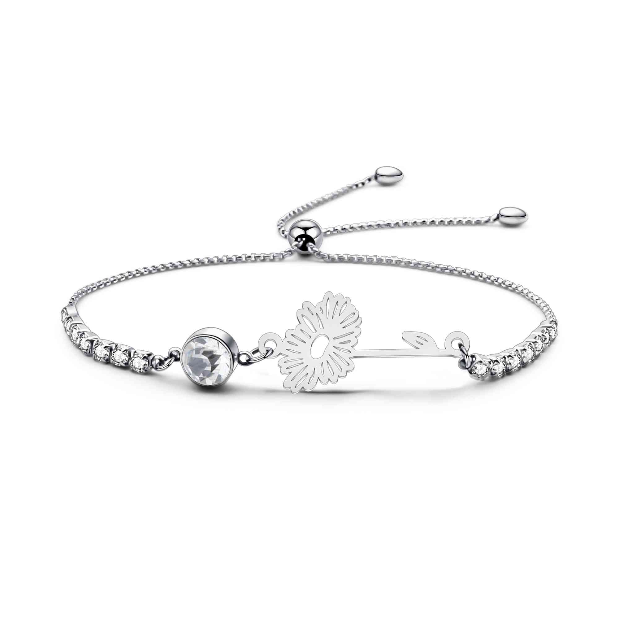 Birth Flower Bracelets for Women - Personalized Birth Month Floral Charm Bracelet with Birthstone | Elegant Birthday Gift for Her, Mother, Sister | Perfect for Anniversaries, Valentine's Day & Special Occasions
