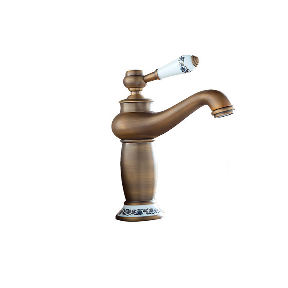 Antique Brass Bathroom Sink Faucet - Contemporary Mixer Tap with Single Handle for Hot & Cold Water | Durable Water-Saving Design for Vanity, Basin & Kitchen Sink | Perfect for Home Improvement & Bathroom Renovation Projects