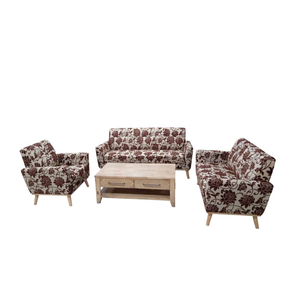 Amber 3+2+1 Fabric Sectional Sofa Set in Peony Brown - Modern Living Room Furniture for Home & Office Comfort