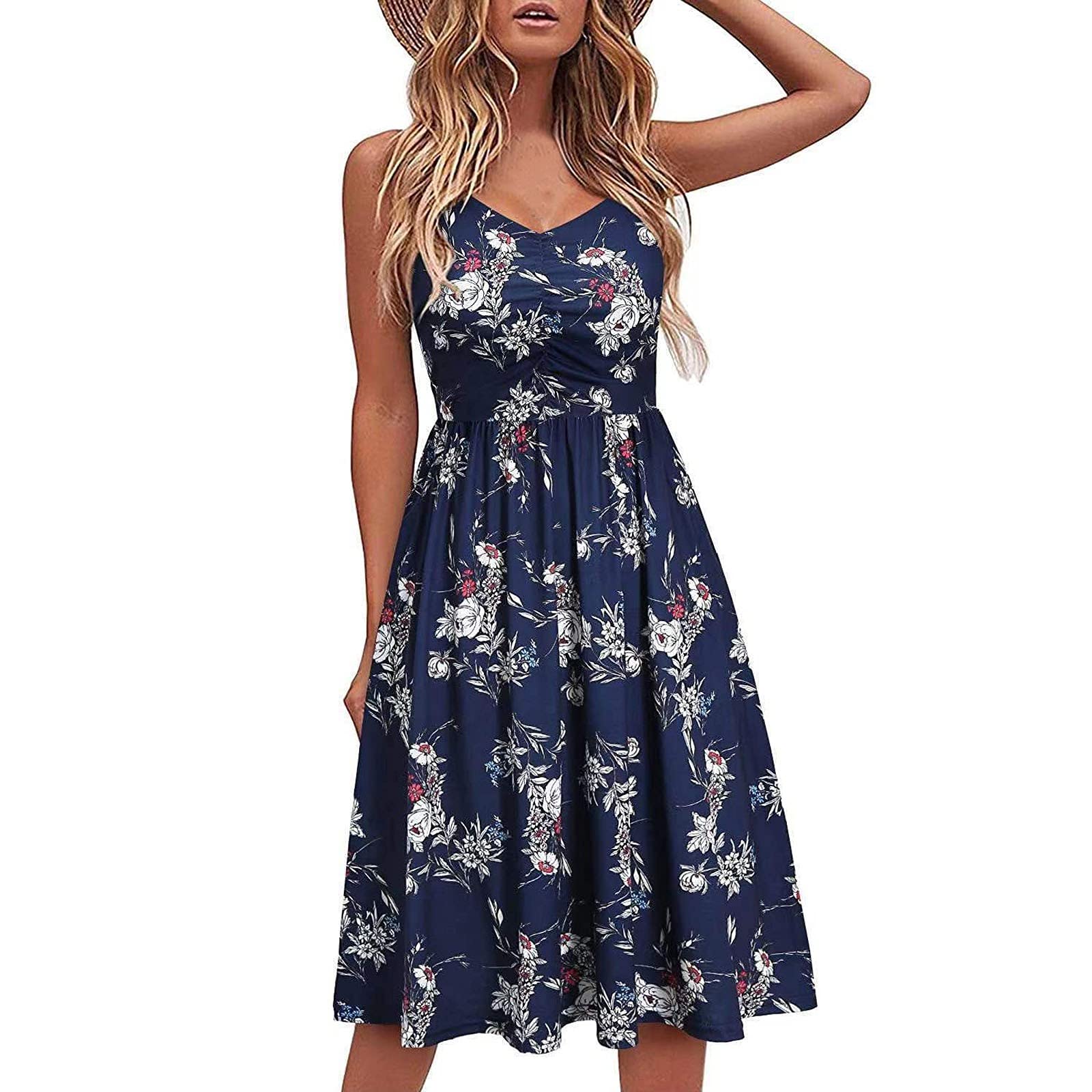 Oelaio Women's Flowy Casual Dresses - Spring & Summer Tea-Length Dress for Outdoor Parties, Weddings & Beach Vacations