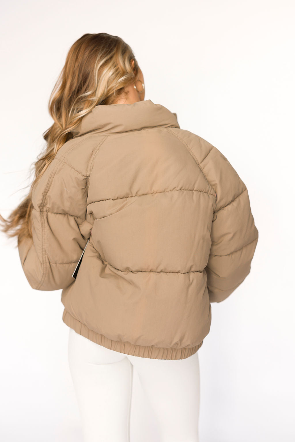 Khaki Jasmine Oversized Puffer Jacket - Women's Winter Coat for Cold Weather, Streetwear Fashion & Outdoor Activities