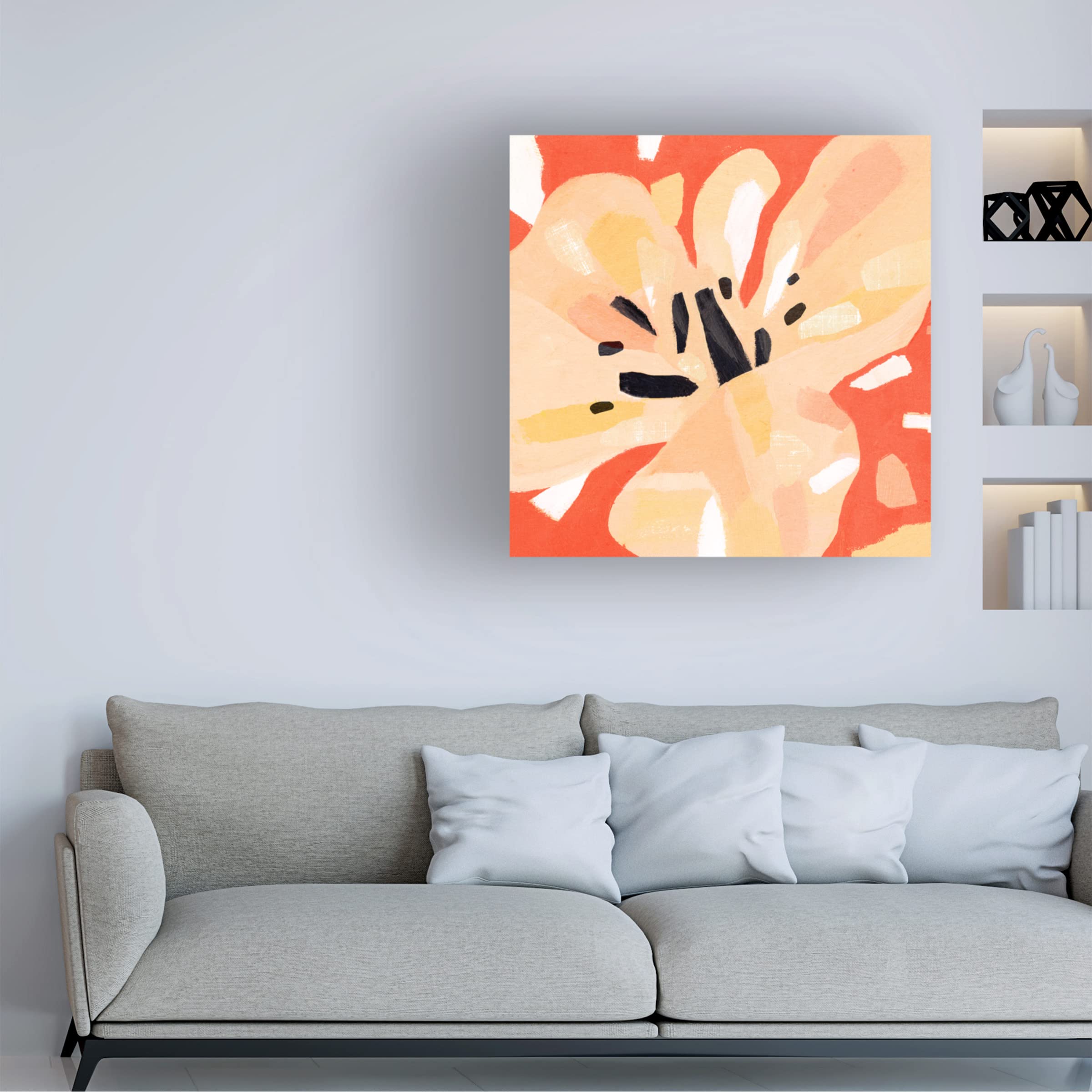 Annie Warren 'Boomin Bloom I' Canvas Wall Art - Modern Floral Painting for Living Room, Bedroom & Office Decor - Handmade Stretched Gallery Wrap Canvas Print