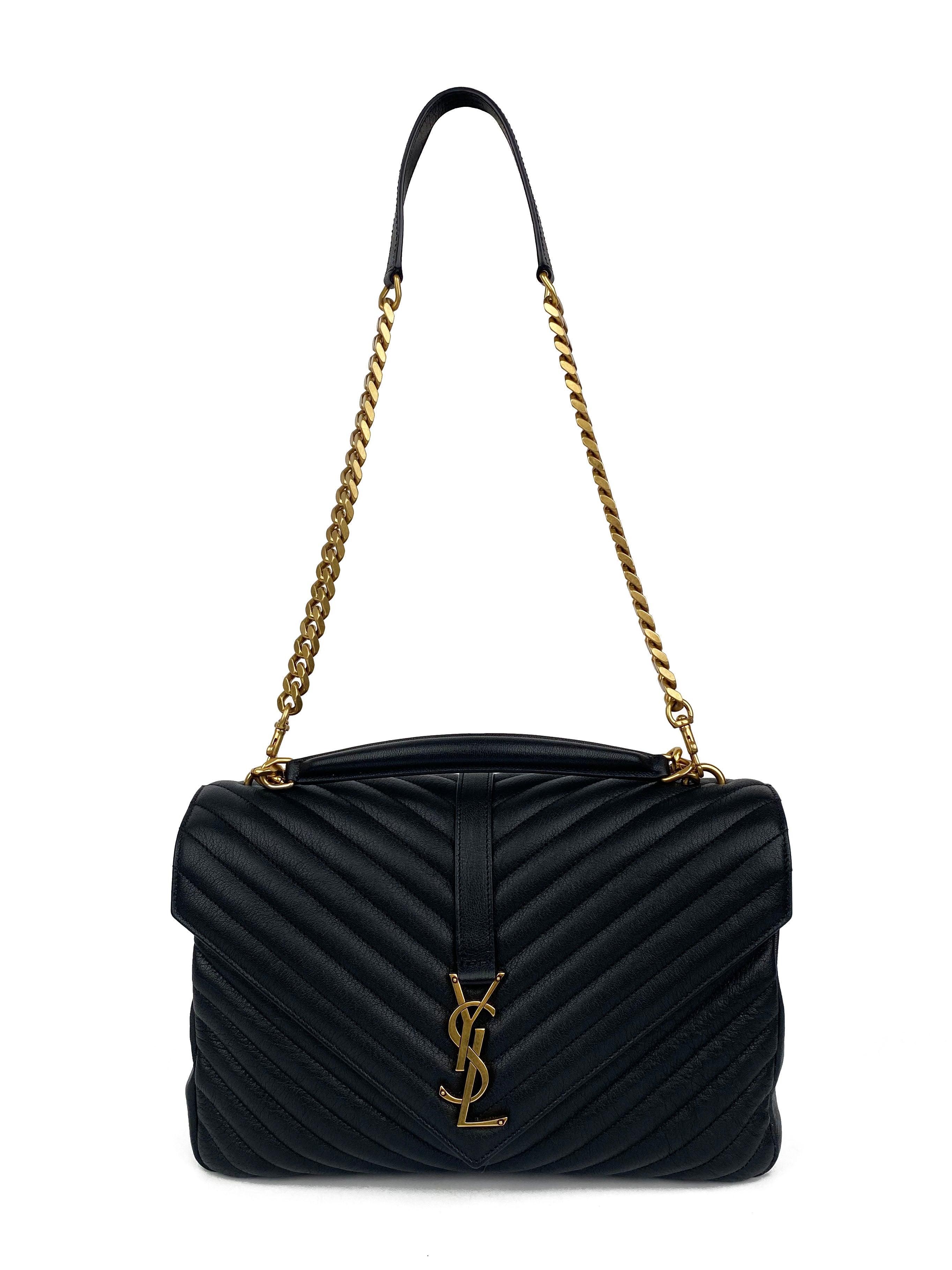 Saint Laurent Large Black Quilted Leather College Bag - Luxury Designer Handbag for Women, Perfect for Work, Travel & Everyday Use