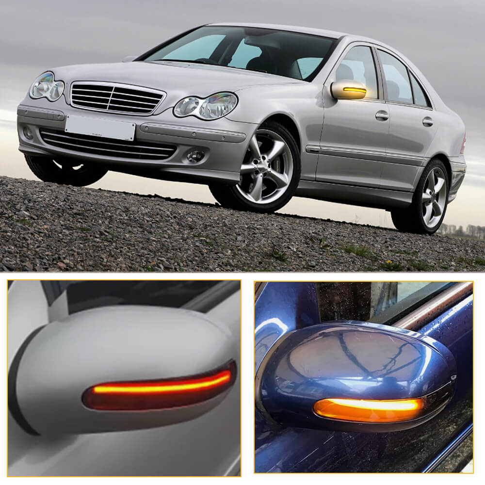Dynamic LED Side Mirror Turn Signal Light for 2000-2007 Mercedes Benz C W203/C T Modell/CL 203 - Easy Installation, Bright Amber Indicator - Upgrade Your Car Safety & Style for Night Driving & Urban Commuting