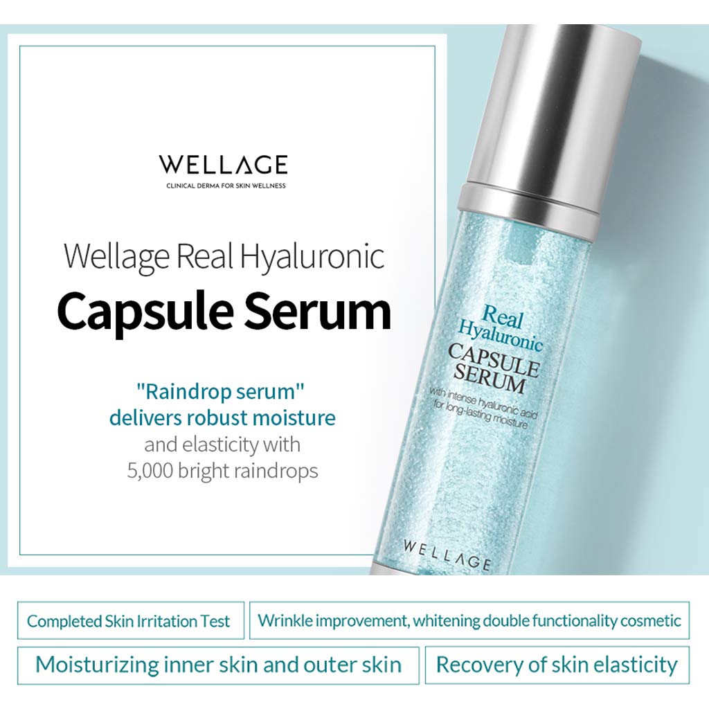 WELLAGE Hyaluronic Acid Capsule Serum 30ml (1.01 oz) - Intense Hydrating Face Serum with Milk Collagen & Ceramide for Wrinkles, Elasticity & Youthful Skin | Daily Moisturizer for Dry, Sensitive & Mature Skin | Perfect for Night Routine & Anti-Aging Skincare Regimen