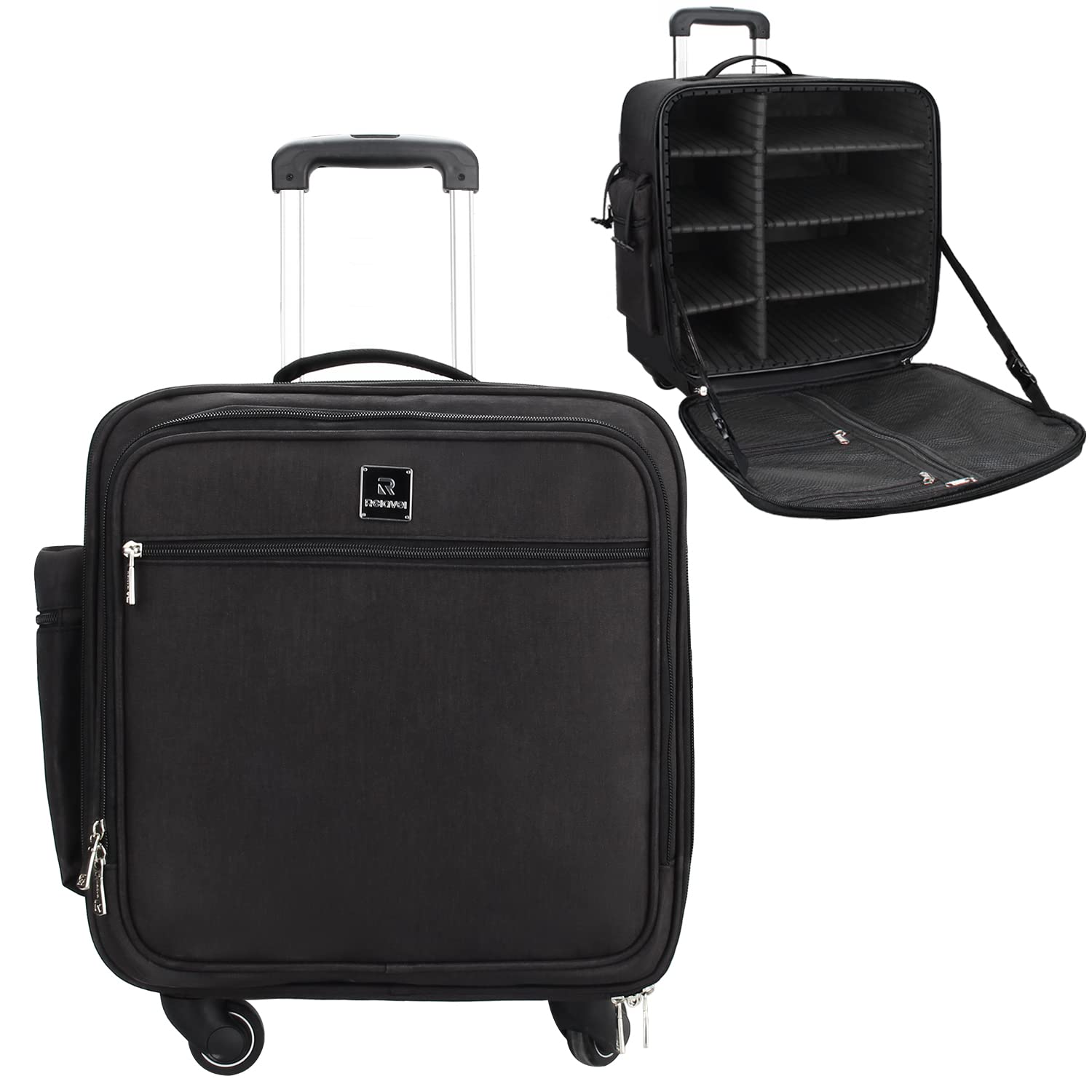 Relavel Professional Rolling Makeup Case with Wheels - Detachable Cosmetic Train Case for Makeup Artists | Travel Organizer for Cosmetics & Beauty Tools | Perfect for Salon, Bridal & On-the-Go Makeup Artists