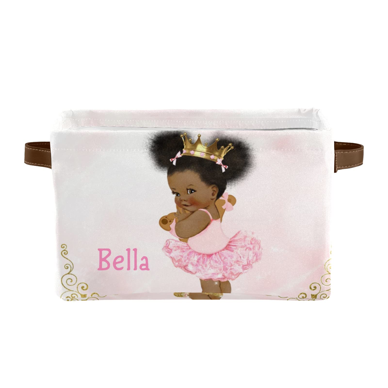Personalized Pink Canvas Storage Basket for Girls - Waterproof Nursery Organizer with Custom Name Text - Rectangle Baby Gift Basket (1 Pack) - Perfect for Nursery, Playroom, and Kids' Room Organization