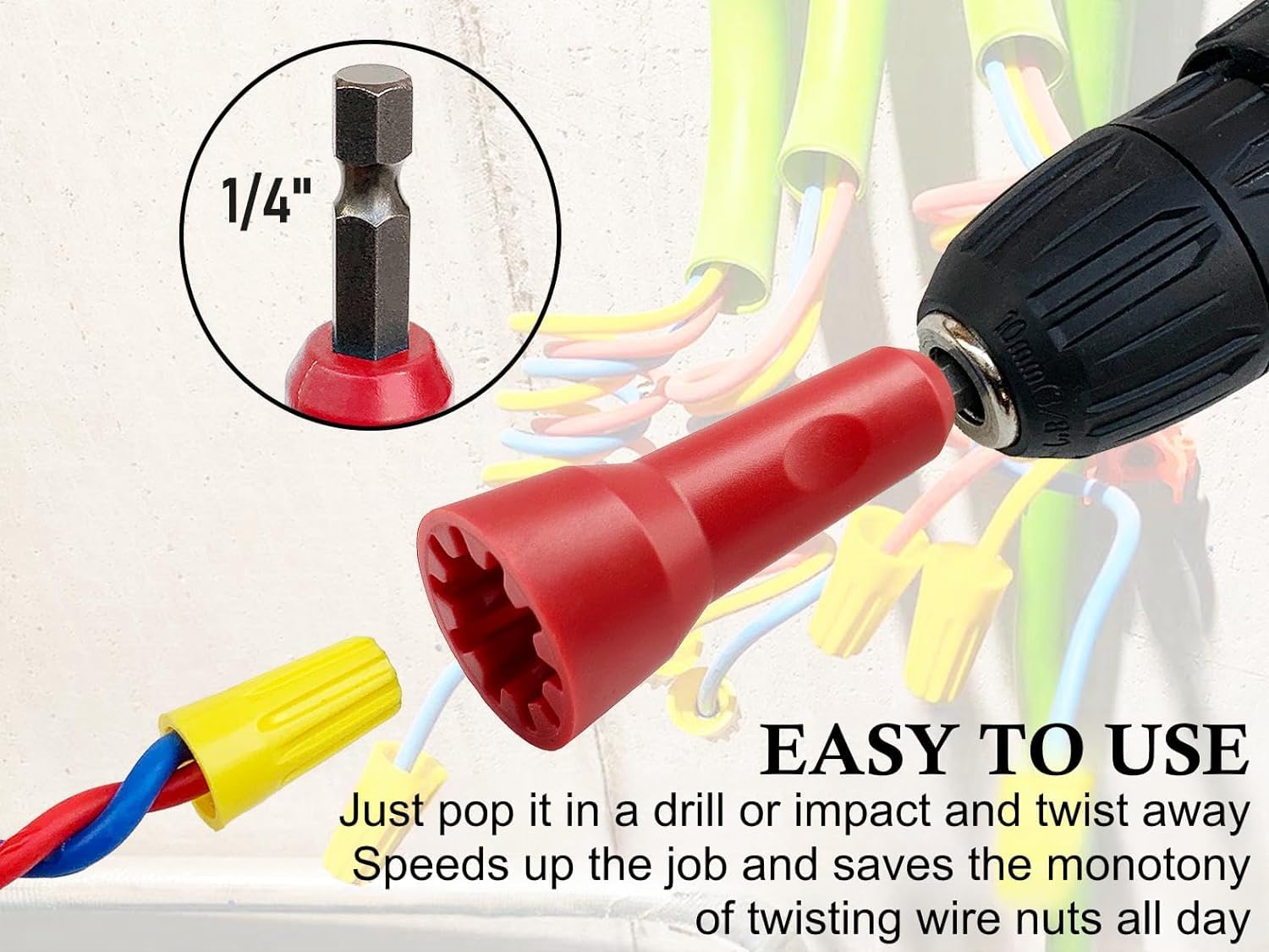 Electric Drill Wire Twister Tool - 1PCS Red Fast Wire Twisting Tool with 1/4