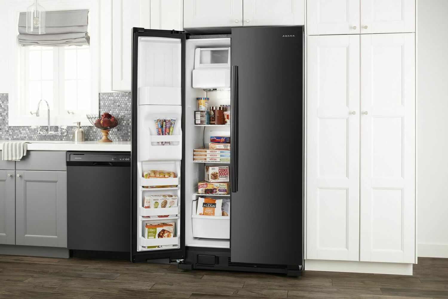 Amana ASI2175GRB 33 Inch Side by Side Refrigerator with Dual Pad External Ice and Water Dispenser - Black | Energy Efficient Kitchen Appliance for Modern Homes & Restaurants