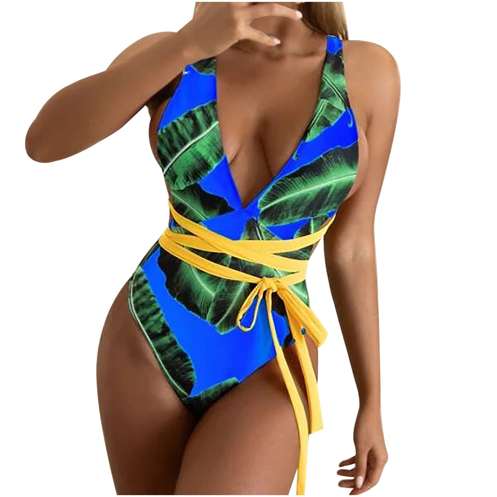 Sexy One-Piece Swimsuits for Women - Floral & Striped Cutout Lace Up Bathing Suit Plus Size | Beach Vacation, Pool Party, Summer Getaway