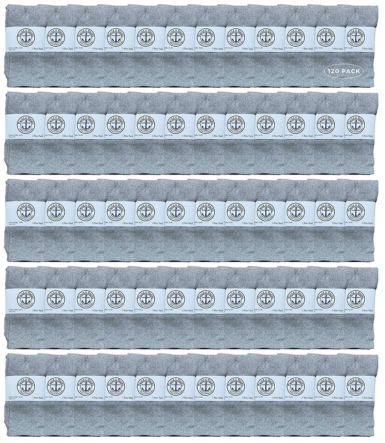 120 Pairs Yacht & Smith 14 Inch Kids Cotton Tube Socks - Bulk Wholesale Sport Socks for Boys & Girls (Size 4-6) - Perfect for School, Sports & Everyday Wear