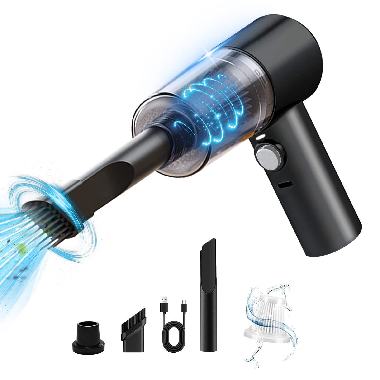 4000Pa Powerful Handheld Car Vacuum Cleaner - 2-in-1 Mini Dust Buster with USB Light | Portable Auto Vacuum for Car Seats, Home & Office Use