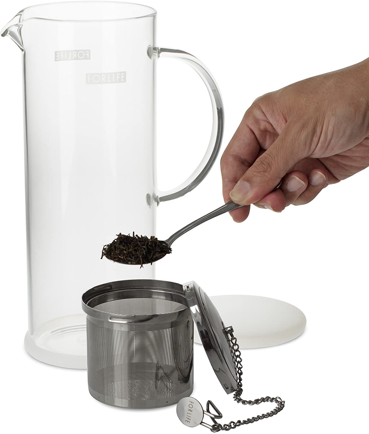 FORLIFE LUCENT 48oz Glass Iced Tea Pitcher with Removable Tea Infuser - BPA Free, Perfect for Iced Tea, Lemonade & Cold Brew - Great for Summer Parties, BBQs & Outdoor Gatherings