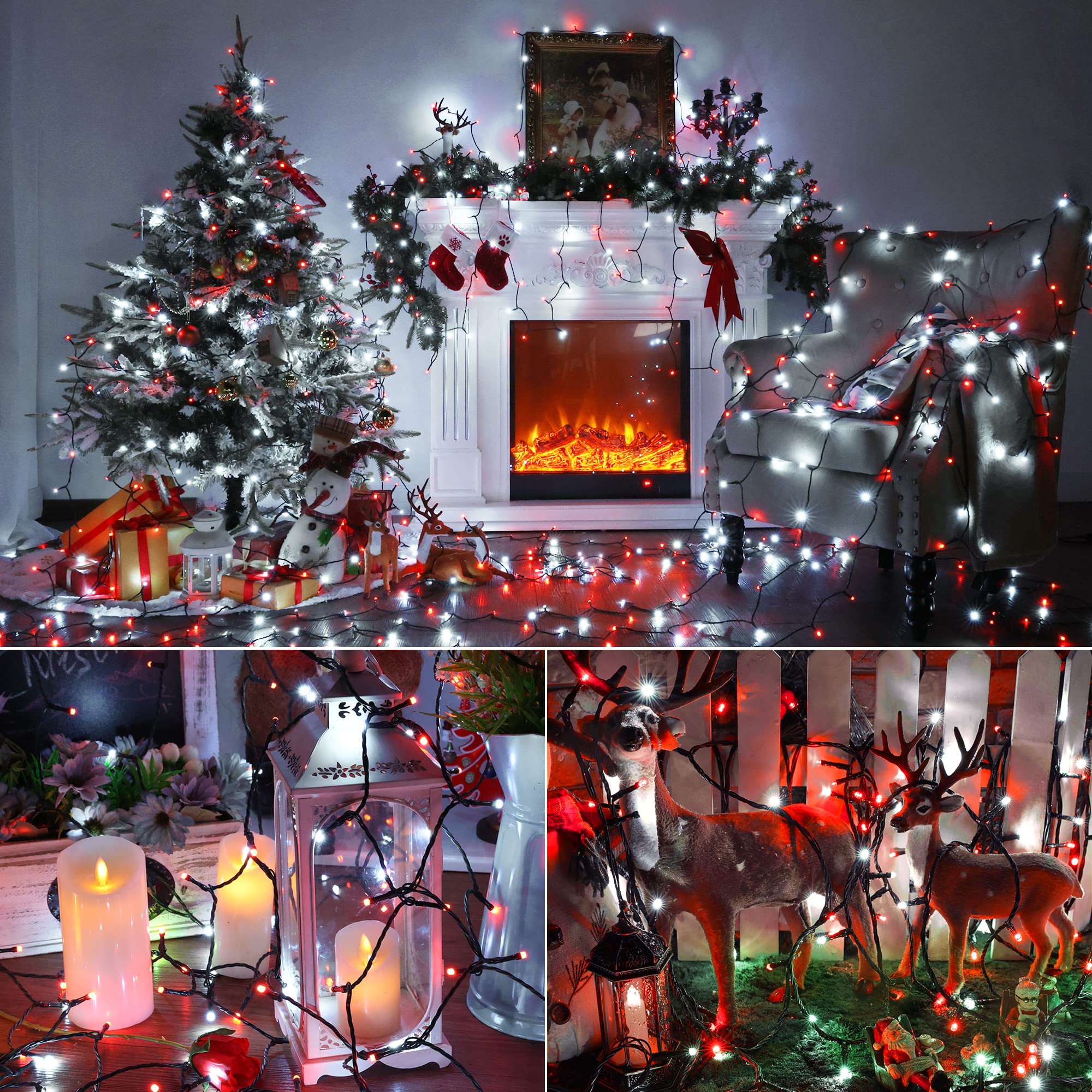 240 LED Connectable Red & White Valentine's Day Lights - 78.74ft String Lights with 8 Modes & Timer for Indoor/Outdoor Decor, Garden Parties, Christmas Trees, Weddings & Romantic Events