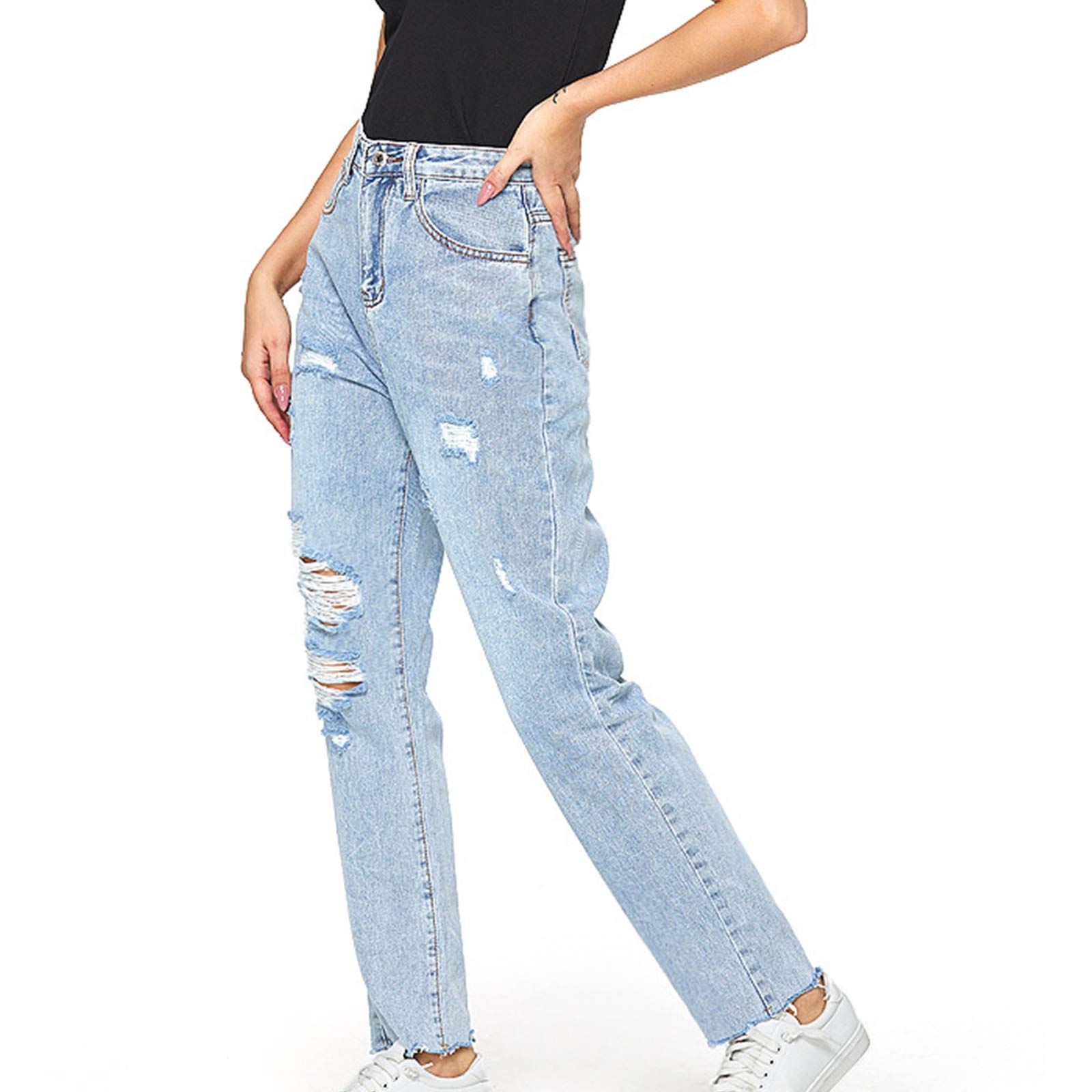 Yoskog Women's Baggy Wide Leg Jeans - High Waisted Stretch Denim Pants with Elastic Waistband for Casual Wear | Comfortable Straight Leg Jeans for Everyday Outfits, Street Style & Lounge