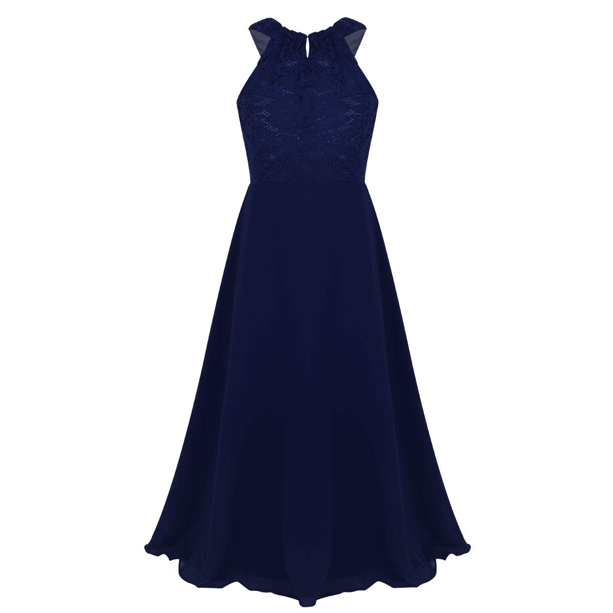 Lace Flower Girl Dress for Kids - Sleeveless Halter Floral Wedding Bridesmaid Gown | Perfect for Pageants, Weddings & Special Occasions