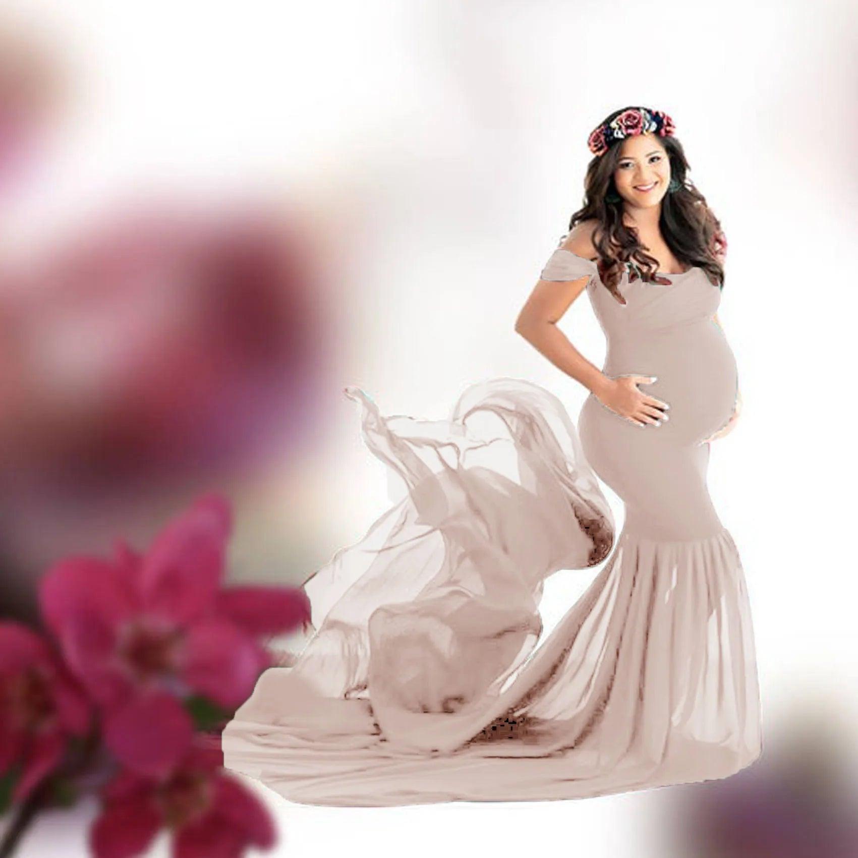 Ruffle One Shoulder Maternity Dress - 100% Pure Cotton, Solid Color Summer Photoshoot Dress for Pregnancy Photos, Baby Shower & Beach Maternity Wear