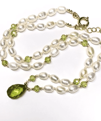 Peridot and Pearl Pendant Necklace - 14K Gold Filled Jewelry for Women | Elegant Gift for Birthday, Anniversary & Special Occasions