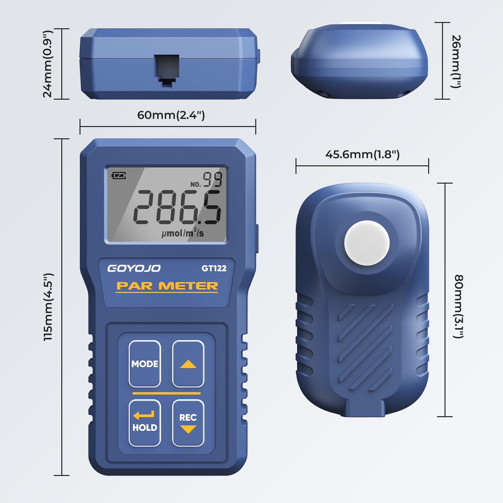 High Precision PAR Light Meter for Plants - 400-700nm Quantum PPFD Meter for Hydroponic, Greenhouse & Indoor Grow Lights | Measure LED Light Intensity (Micromoles) to Optimize Plant Growth | Perfect for Indoor Gardening, Greenhouse Monitoring & Hydroponic Systems