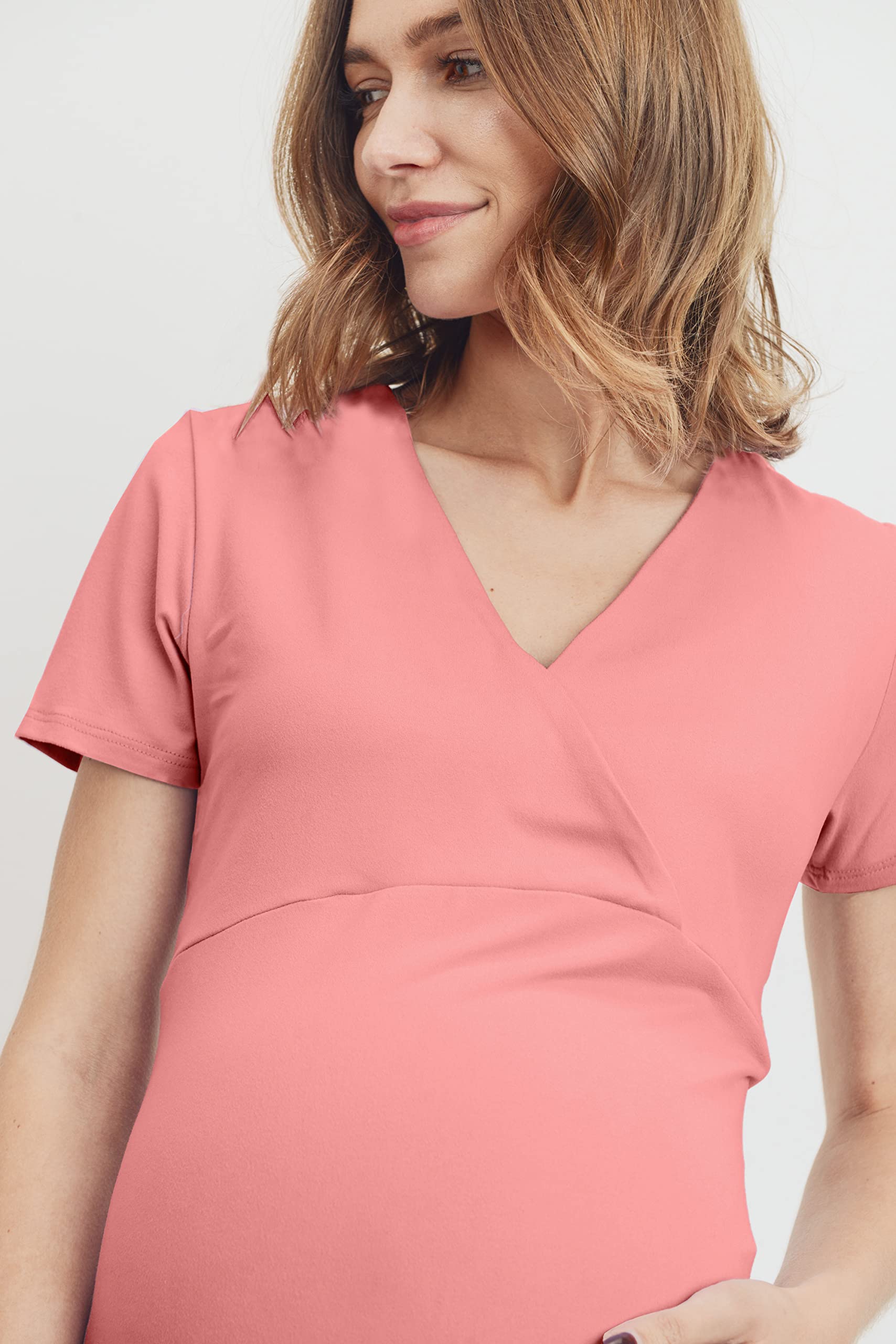 Comfortable Women's Maternity V-Neck T-Shirt - Soft Cotton Pregnancy Top for Everyday Wear & Nursing - Perfect for Casual Outfits, Maternity Photos & Relaxing at Home