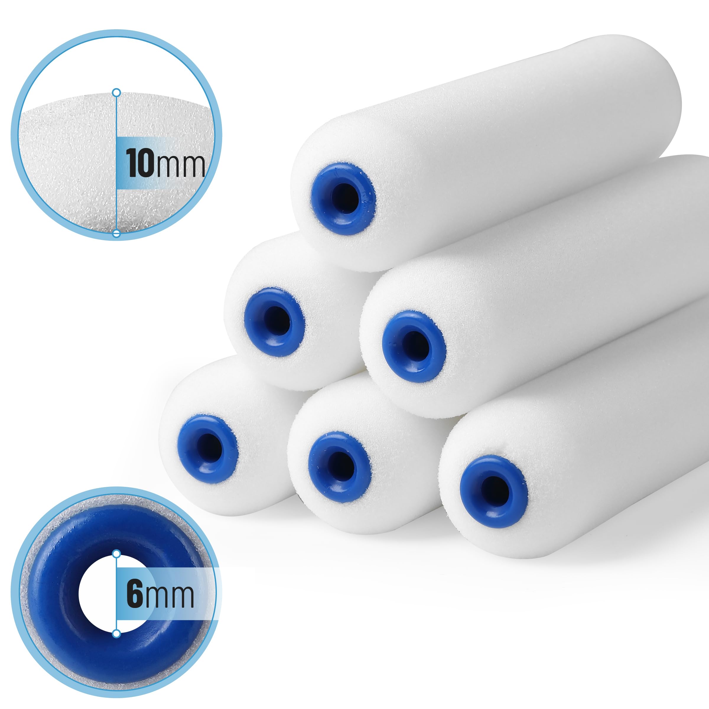 Bates 9-Piece Paint Roller Kit with 6-Inch Foam Roller & Tray - High Density Foam Paint Roller Set for Smooth Wall Painting - Perfect for Home DIY Projects, Interior Walls, and Small Touch-Ups