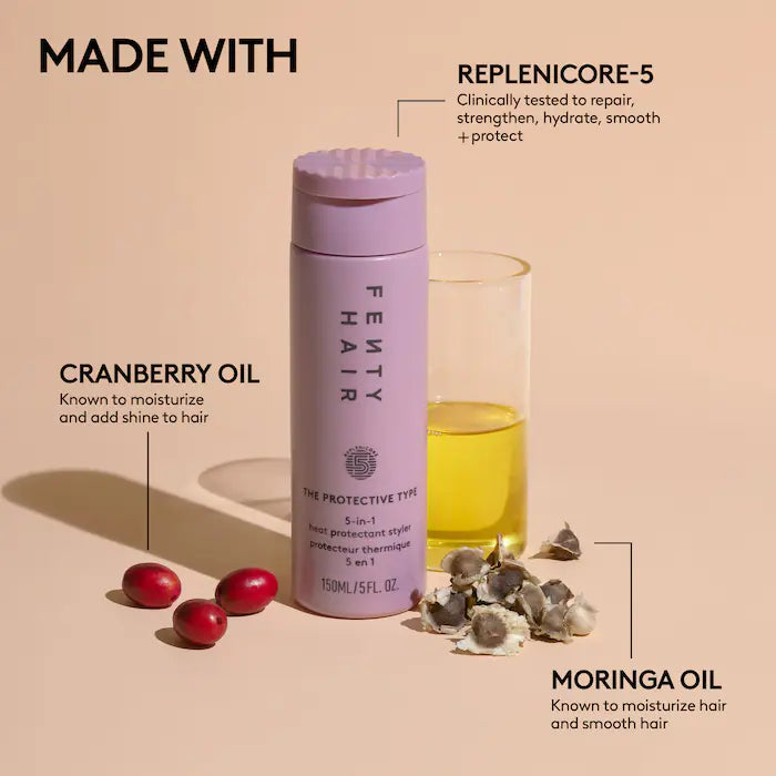 Fenty Beauty 5-in-1 Protective Styling Cream - Heat Protectant, Moisturizer & Leave-In Conditioner for All Hair Types | Perfect for Braids, Twist Outs & Natural Hairstyles