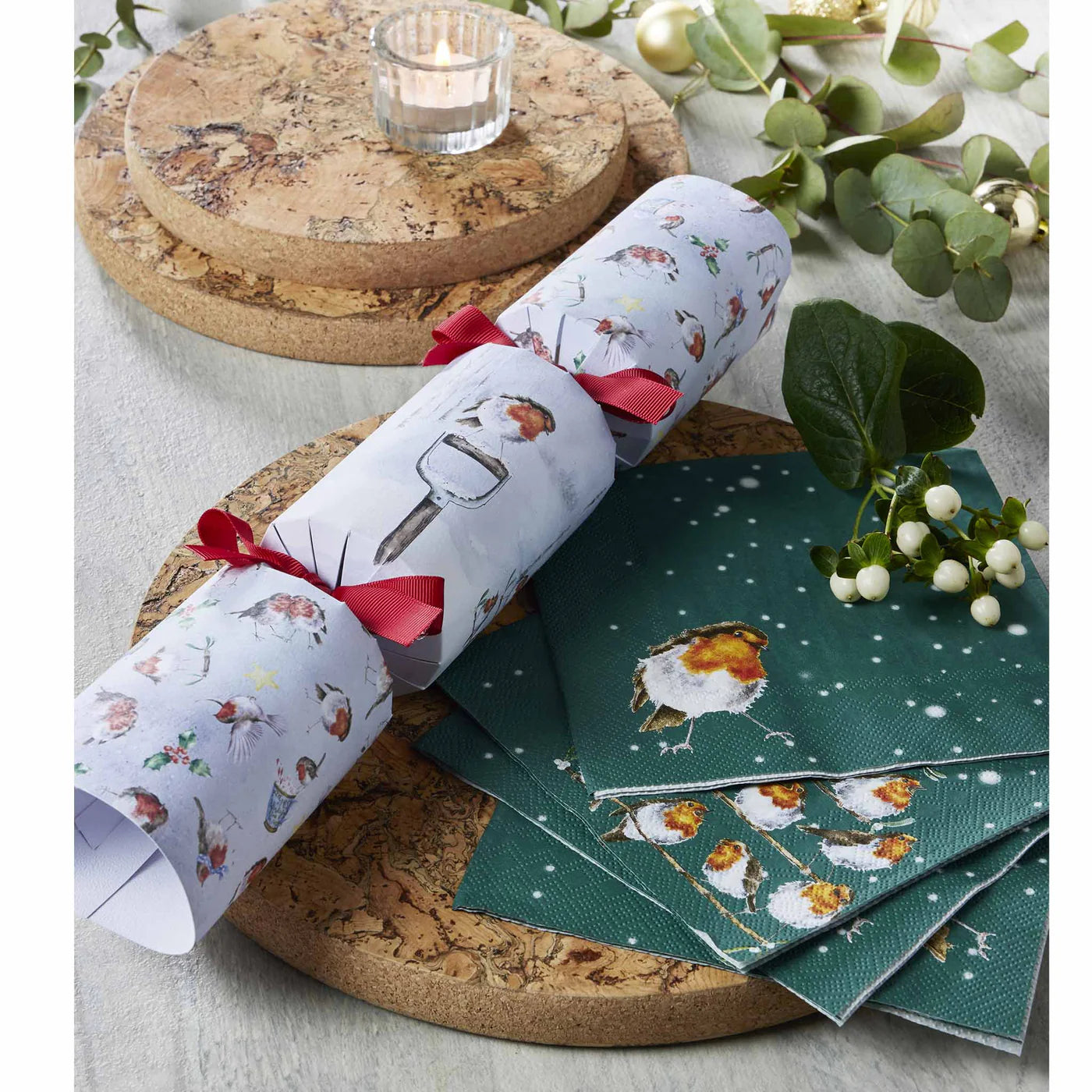 Wrendale Designs Christmas Lunch Napkin Set - Robin & Rockin' Robins Holiday Dinner Napkins for Festive Table Decor | Perfect for Christmas Parties, Family Gatherings & Seasonal Tablescapes