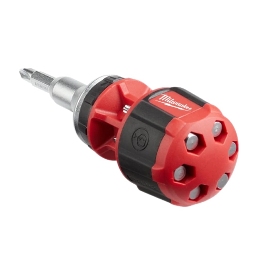 Milwaukee 48-22-2320 Compact Ratcheting Multi Bit Screwdriver Set - 11-in-1 Magnetic Hex Shank Tool for Home Repair, DIY Projects & Professional Use