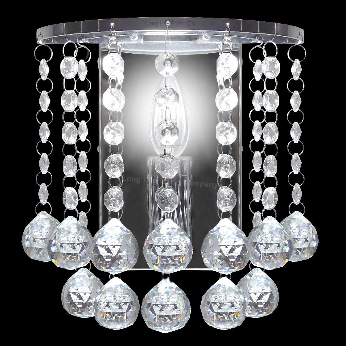 Modern Polished Chrome Crystal Droplet Chandelier - Elegant Candle Wall Light for Dining Room, Bedroom & Living Room Decor - Dimmable LED Lighting Fixture WDW86131CC