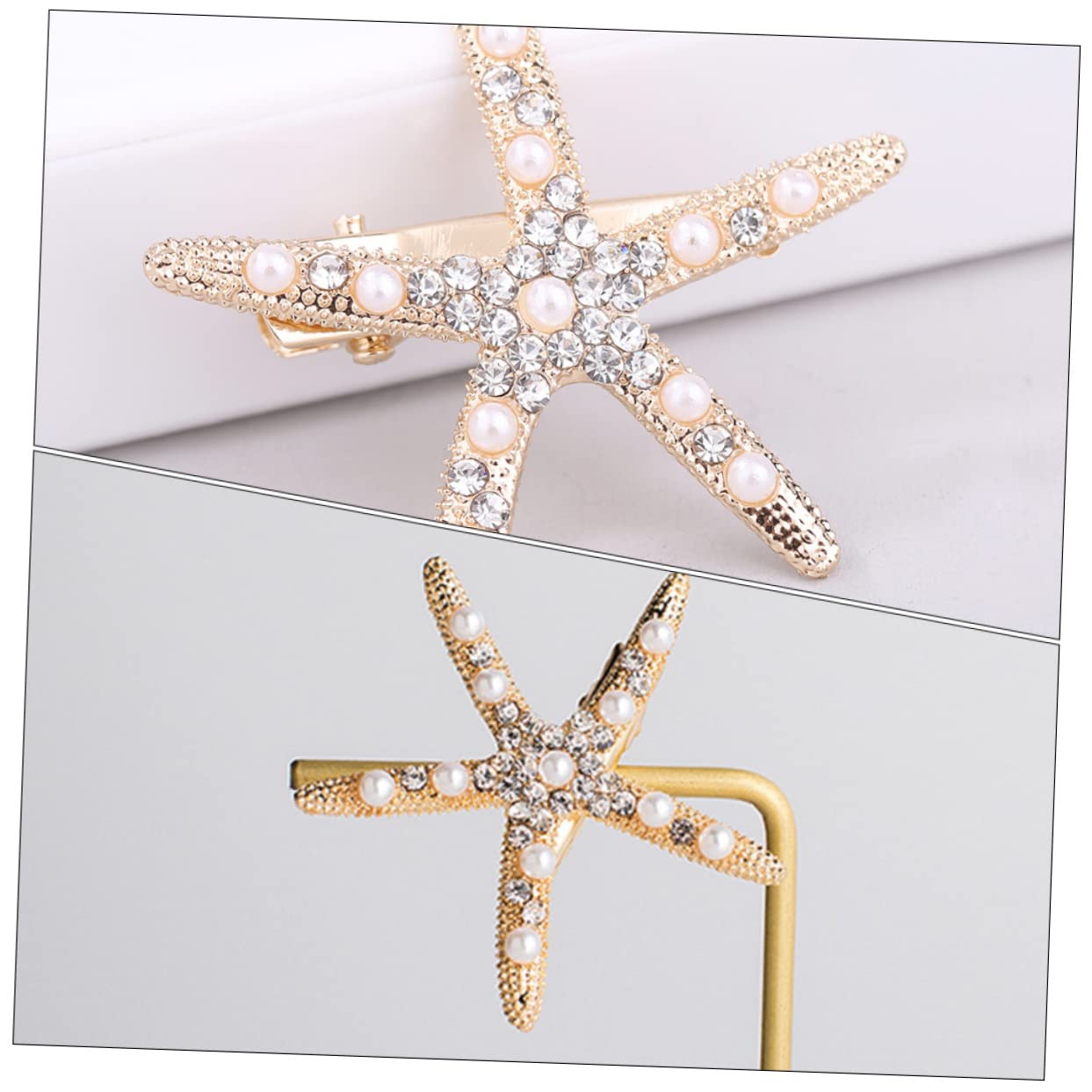 Elegant Gold Star Hair Barrettes for Bride - Mermaid Style Hair Pins