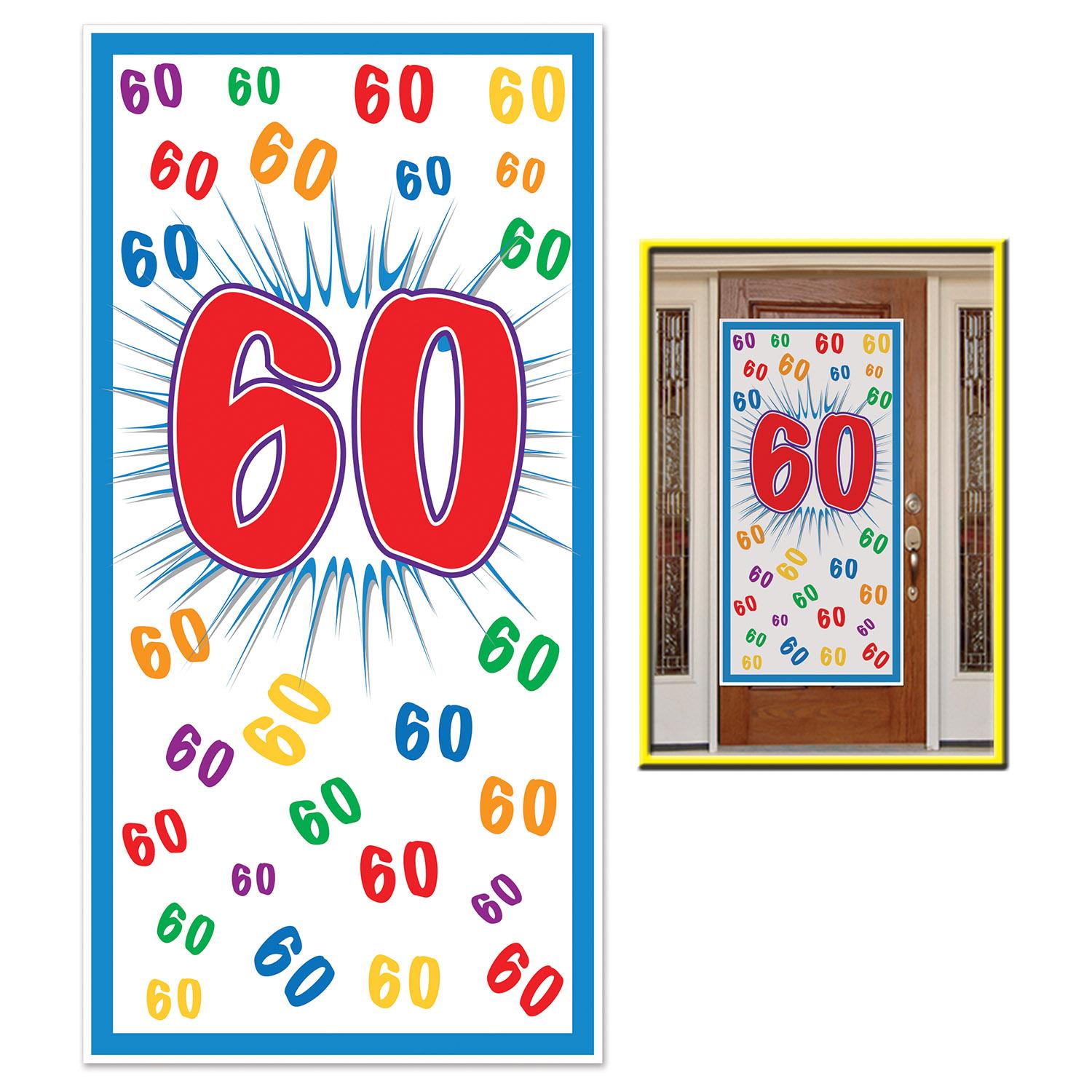 12 Pack Beistle 60th Birthday Party Door Covers - Decorative Vinyl Door Decorations for Milestone Celebrations, Anniversaries & Special Events