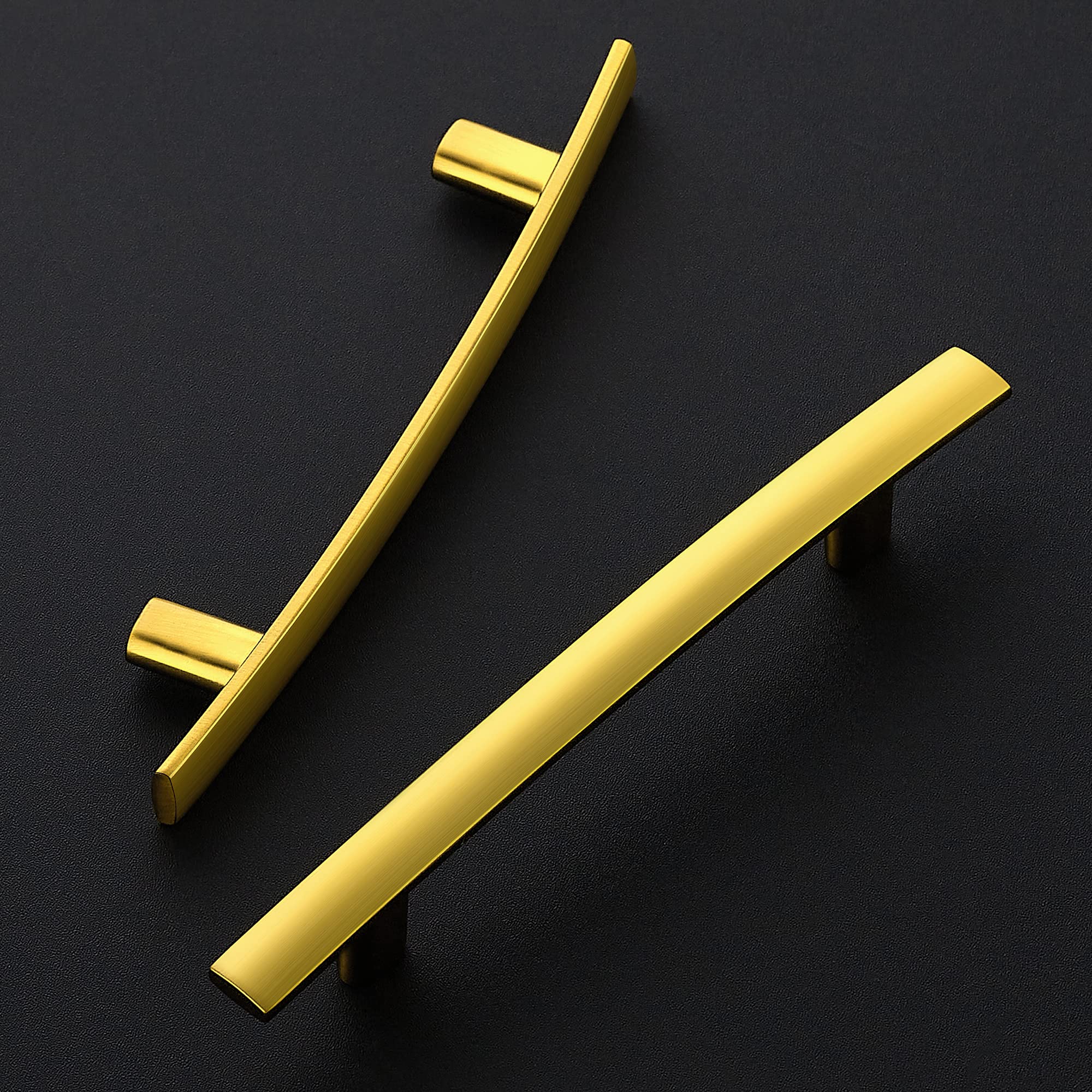10 Pack 6 Inch Brushed Brass Cabinet Pulls - Zinc Alloy Kitchen Drawer Handles with 3.75