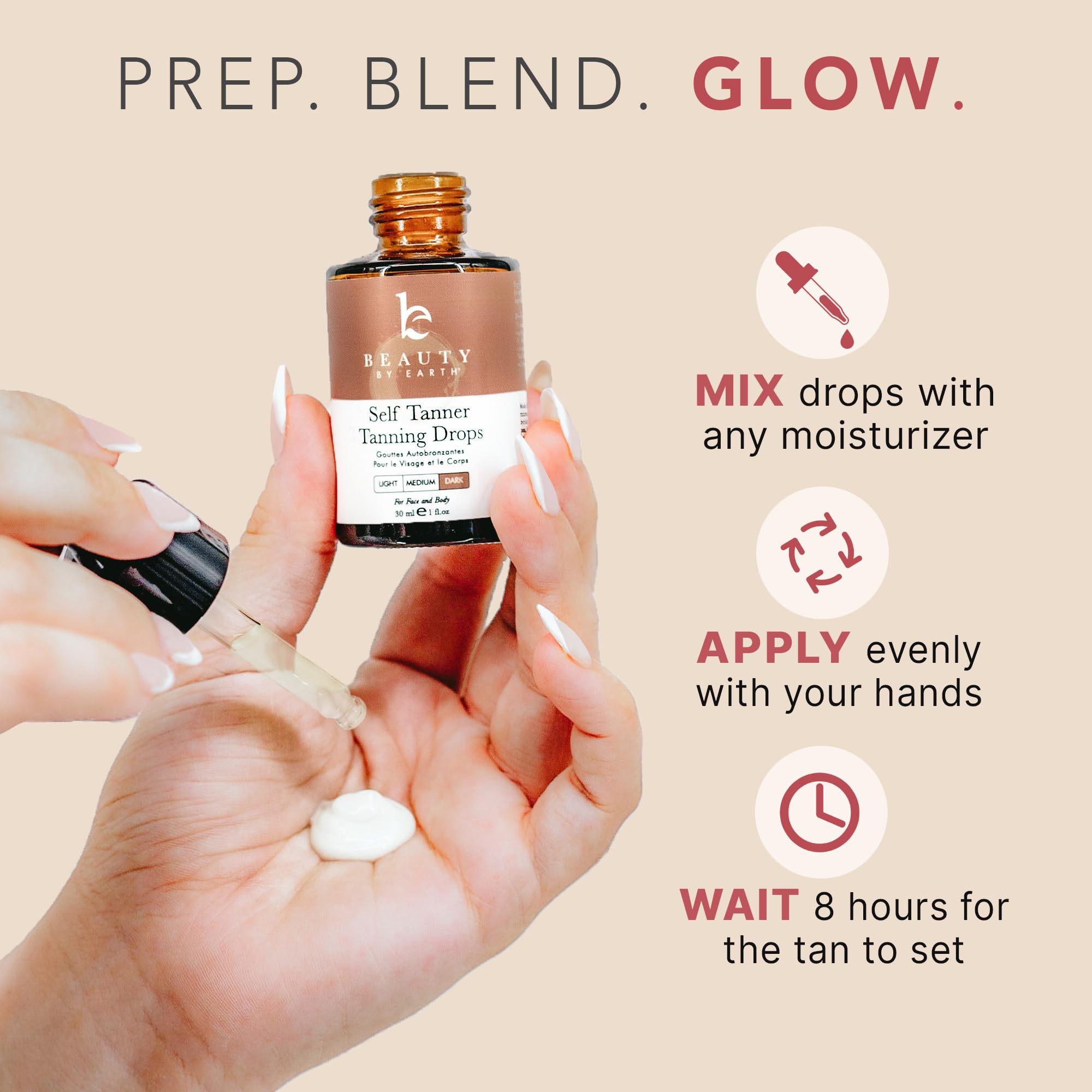 Organic Self Tanning Drops for Face - Ultra Dark Sunless Tanner with Natural Ingredients | USA Made, Cruelty-Free & Toxin-Free | Mix with Moisturizer for Natural Glow | Perfect for Daily Use, Vacation Prep & Sun-Kissed Look