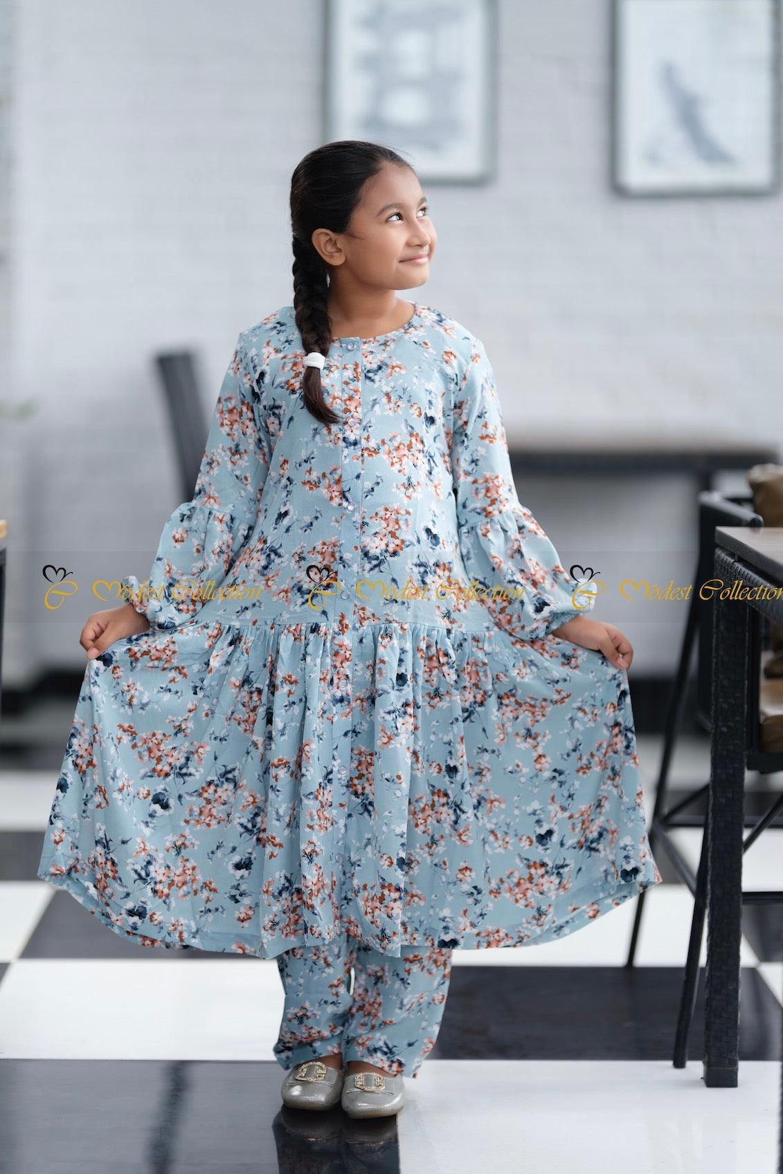 Little Nupur Floral Blue Tunic Top for Women - Boho Chic Summer Blouse for Casual Wear, Beach Outfits & Vacation Style