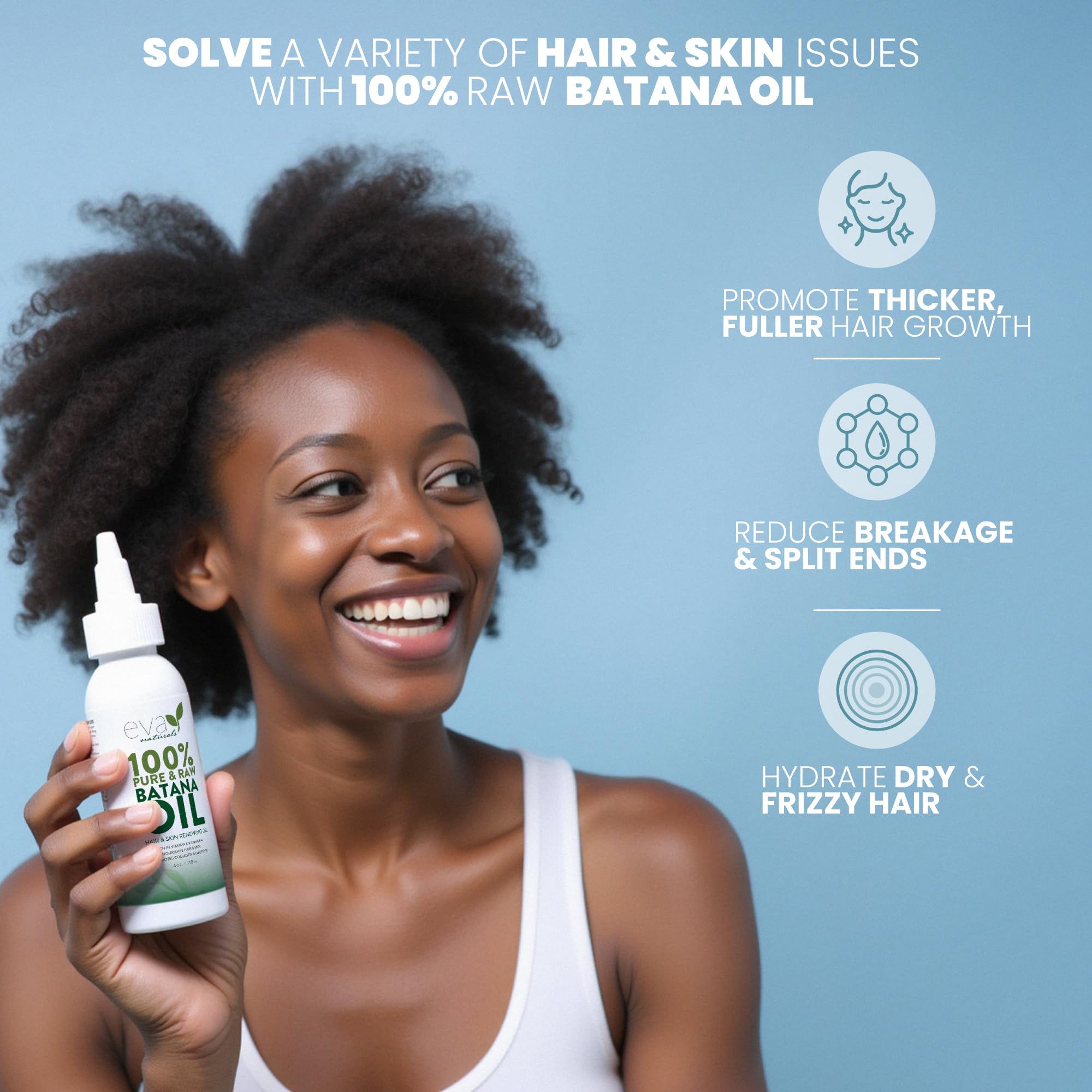 Eva Naturals 100% Pure Batana Oil for Hair Growth, Scalp Care, Skin & Beard Treatment - 100% Unrefined Cold-Pressed Oil from Honduras - Natural Moisturizer for Dry Hair & Skin | Perfect for Daily Hair Care Routine & Beard Maintenance