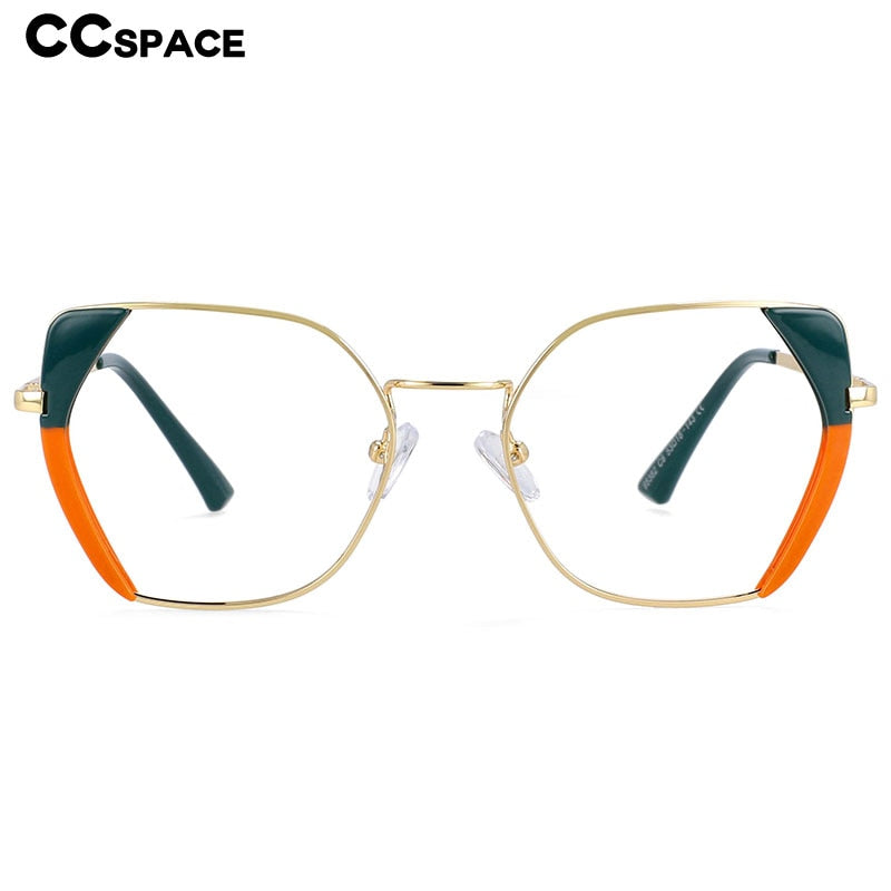 CCspace Women's Full Rim Polygonal Cat Eye Eyeglasses - Lightweight Acetate & Alloy Frame (Style 54175) for Work, Reading & Fashion Accessories