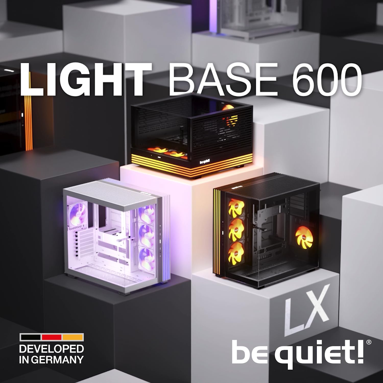 be quiet! Light Base 600 LX Mid-Tower PC Case - Black | High Airflow Design | Tempered Glass Side Panel | for Gaming & Workstation Builds | Perfect for Streamers & Content Creators