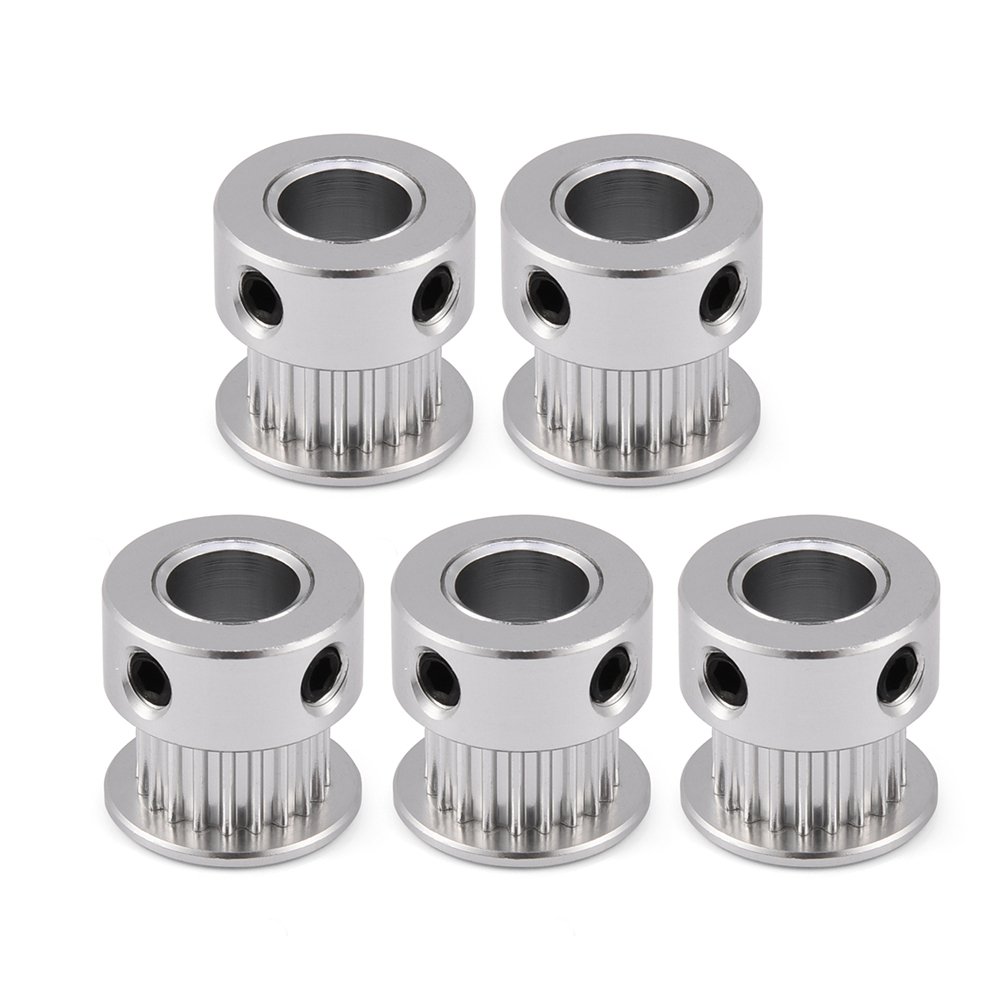 2GT 5mm/8mm 20T Aluminum Alloy Timing Belt Pulley - 5PCS Synchronous Gear for 3D Printers - Perfect for DIY CNC Machines & Robotics Projects - High Precision 3D Printer Parts with 5mm/8mm Inner Diameter