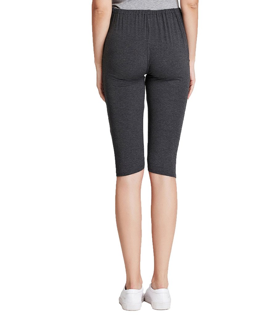 Liang Rou Maternity Belly Support Mini-Ribbed Stretch Cropped Leggings - Comfortable Pregnancy Leggings for Women, Postpartum Support, Yoga & Everyday Wear