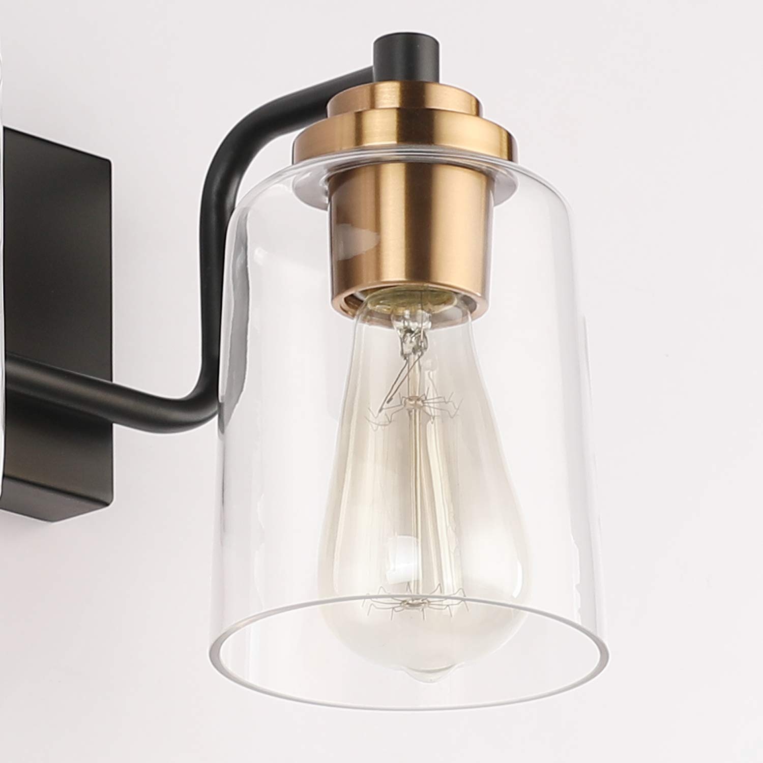 SOLFART 7600-2 & 7600-6 Vintage Vanity Light Fixtures Set - Black & Brass Bathroom Sconce Lighting (Bulbs Not Included) | Perfect for Vintage-Style Bathroom, Powder Room & Dressing Area Makeovers