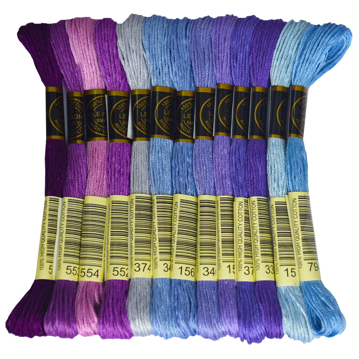 Premium Rainbow Embroidery Floss Kit - 14 Skeins Cross Stitch Threads for Friendship Bracelets & DIY Crafts - Dark Delft Blue Gradient - Perfect for Scrapbooking, Needlework & Handmade Jewelry Making