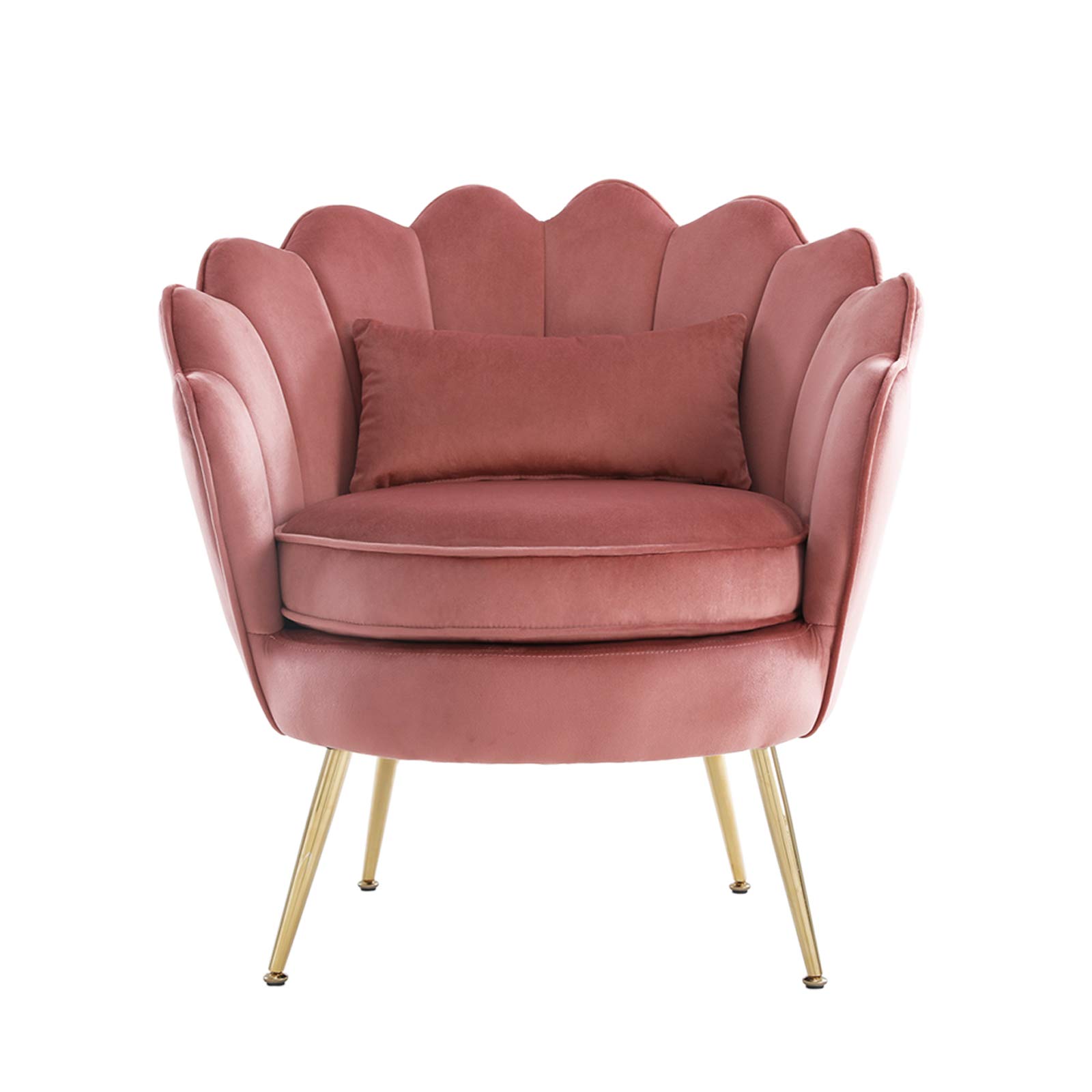 ZJhome Modern Velvet Accent Chair - Rusty Pink Upholstered Armchair with Golden Metal Legs, Comfortable Vanity Makeup Chair for Bedroom, Living Room & Dining Room | Perfect for Dressing Tables, Reading Nooks & Small Spaces
