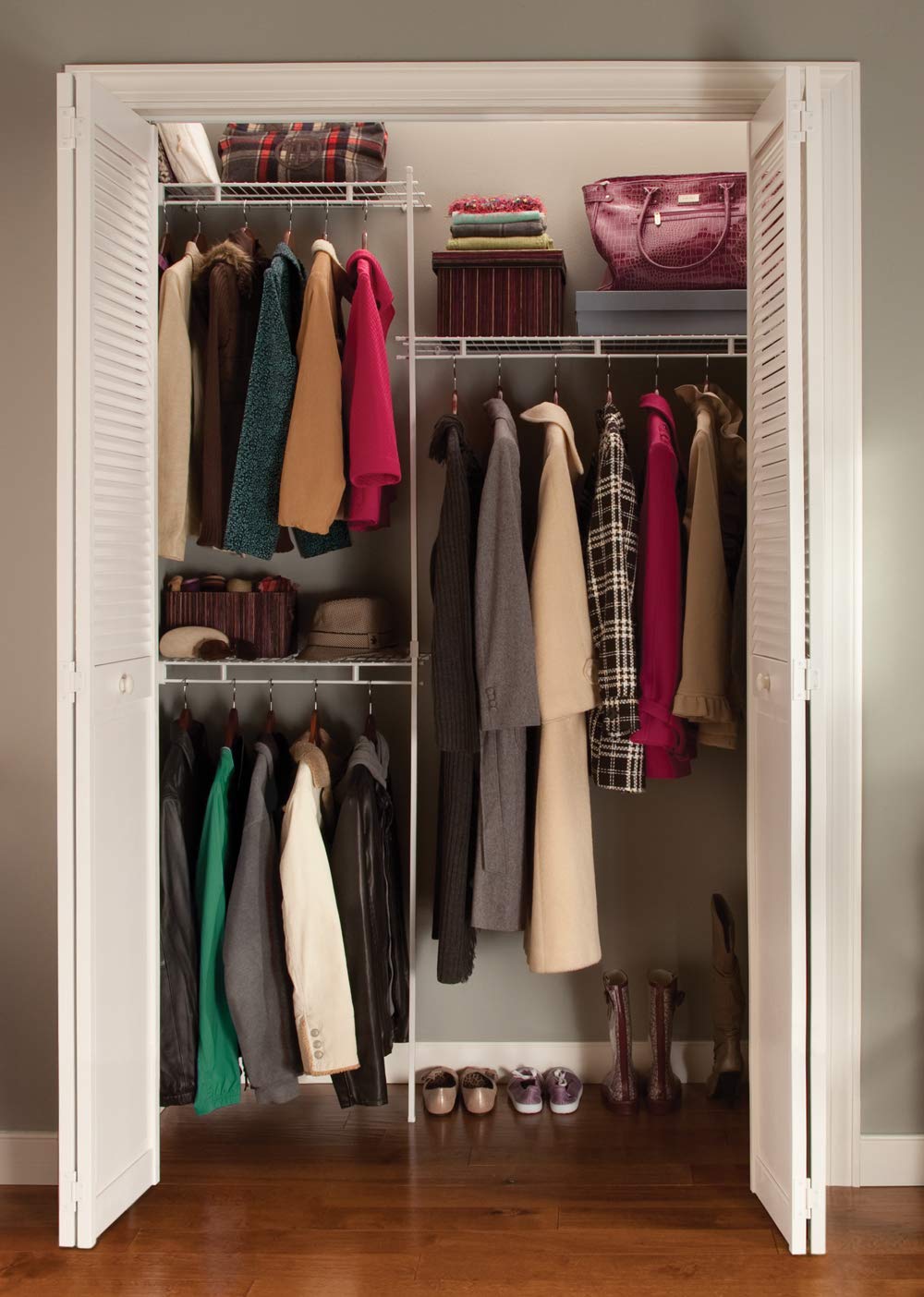 CLOSETMAID White Closet Organizer Kit 5-Foot - Space Saving Wardrobe Storage System for Bedroom, Closet & Home Organization
