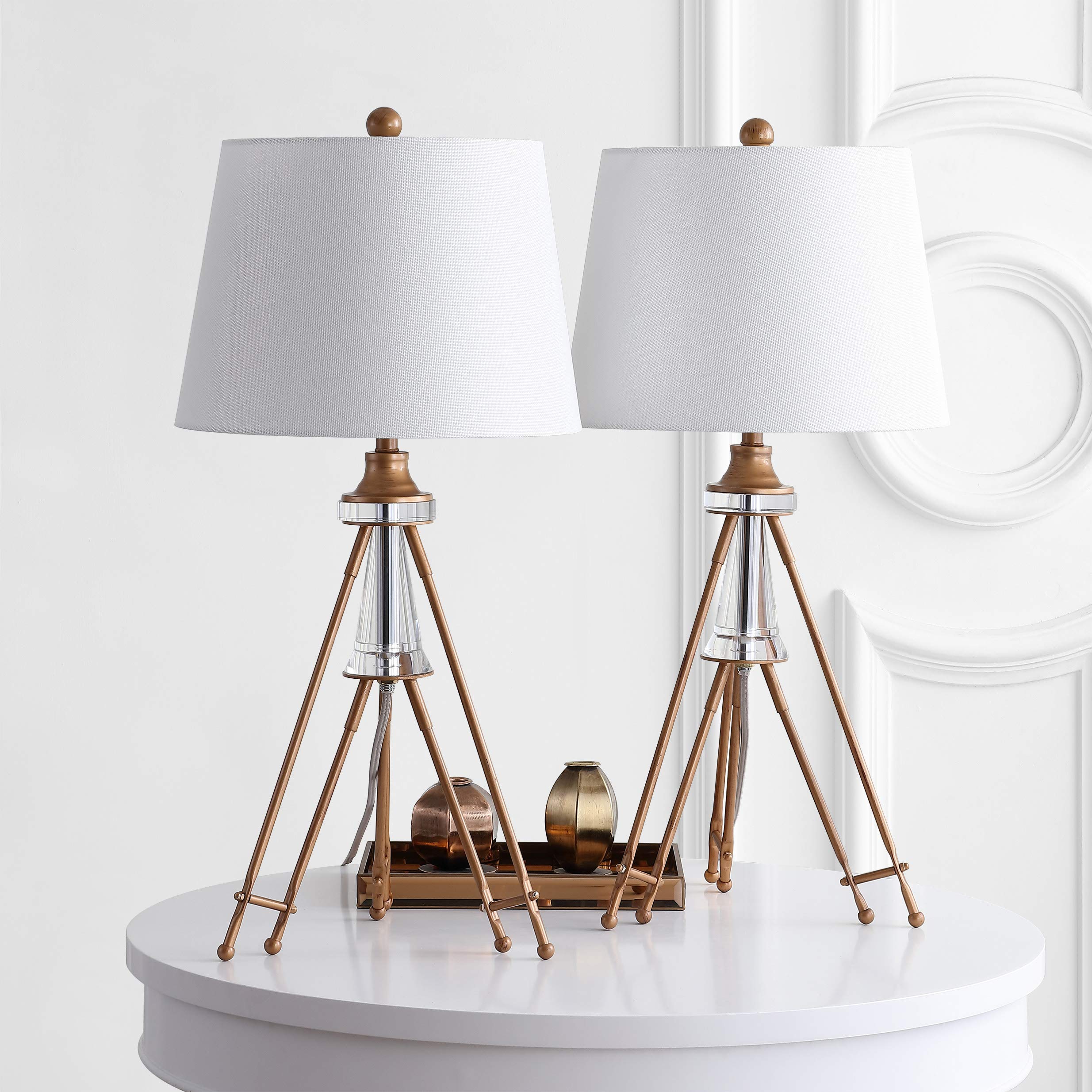 SAFAVIEH Graham Brass 30-inch Table Lamp Set of 2 with LED Bulbs - Modern Bedroom, Living Room & Home Office Lighting for Nightstands, Desks & Reading Nooks
