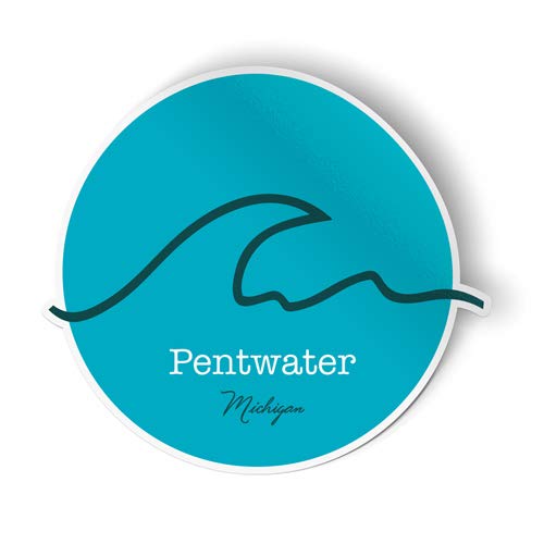Squiddy Pentwater Michigan Wave Vinyl Sticker - Waterproof Decal for Car, Laptop, Notebook, Cooler (4 Inch) - Perfect for Outdoor Enthusiasts & Lake Michigan Fans