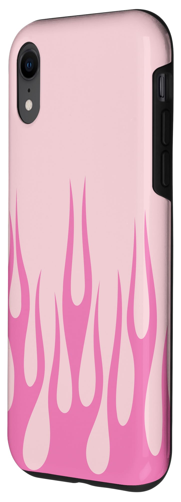 iPhone XR 粉色火焰保护壳 - 浅粉柔光背景，时尚个性设计，适用于日常通勤、聚会派对、旅行拍照等场景